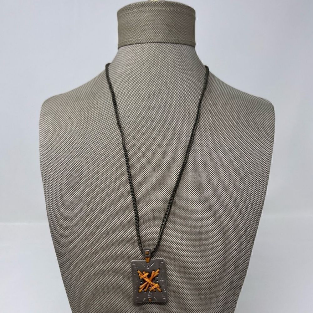 Johnny Was Cross Stitch Pendant Necklace NWOT